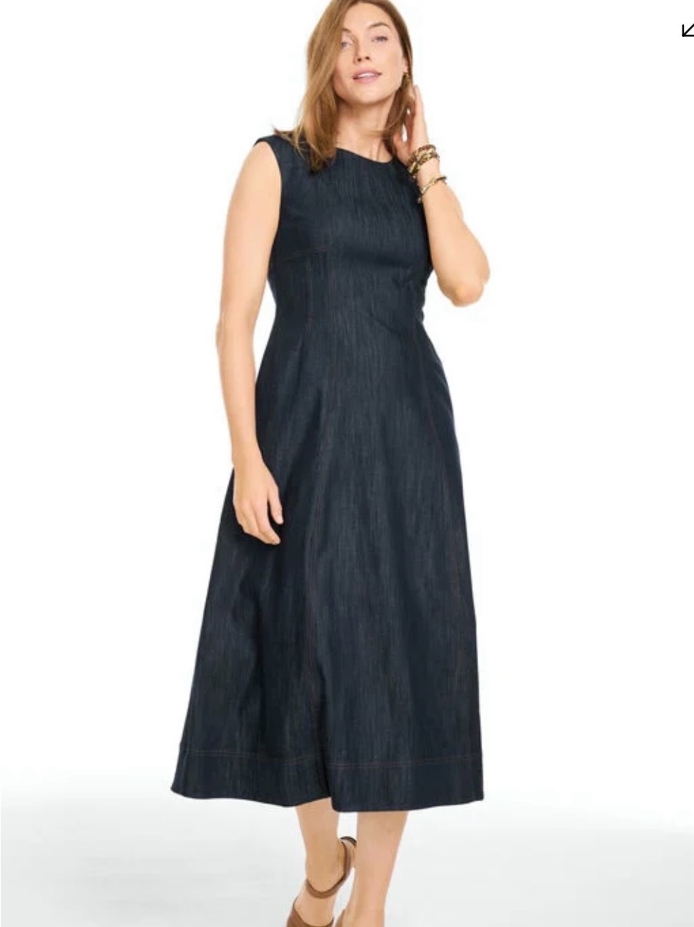 Talbots Fit And Flare Denim Dress Size 6 Midi
